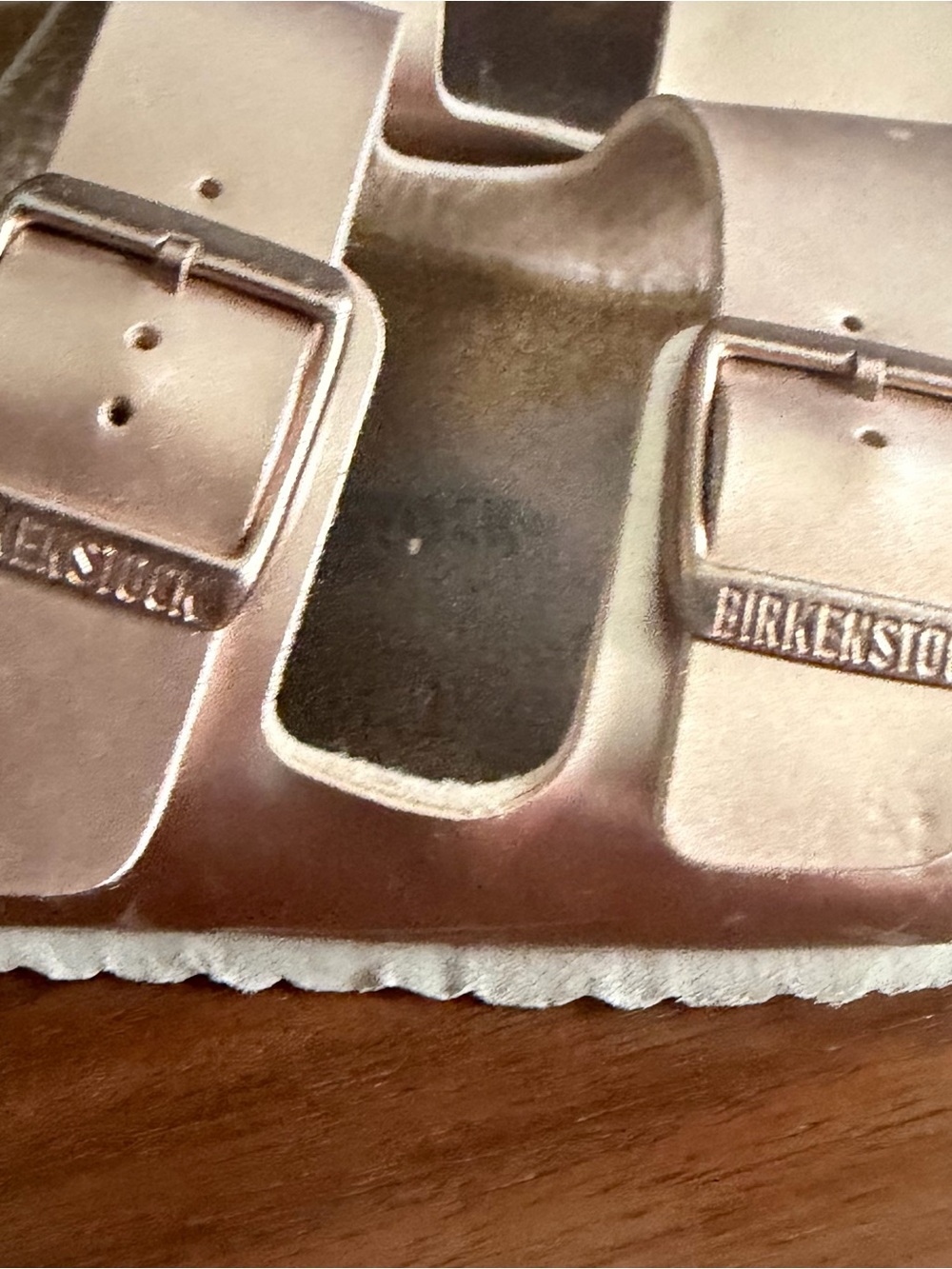 Birkenstock Arizona Kids Rose Gold Leather Birko-Flor Sandal Sz 34/3 USA Kids - Picture 3 of 9